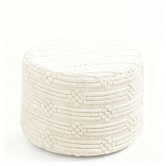 Footstool, plush round comfortable casual floor decoration, linen