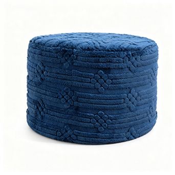 Footstool, plush round comfortable casual floor decoration, linen