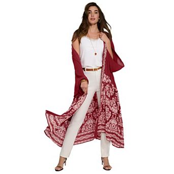 Roaman's Women's Plus Size Embellished Crinkle Kaftan