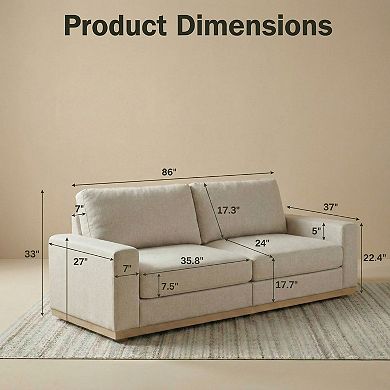 Opoiar 86" Loveseat Sofa, Deep Seat Modular Couch, Removable Covers, Easy Assembly