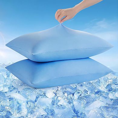 Cooling Pillow Cases Queen Size Set of 2,Breathable&Stretchy Fabric,Softer Than Silk,Zipper Pillow