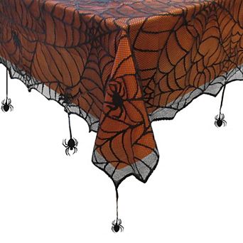 Crawling Web Lace Halloween Tablecloth, 52"x52"