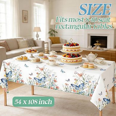 Spring Floral Tablecloths, disposable plastic party covers, waterproof 2 pack