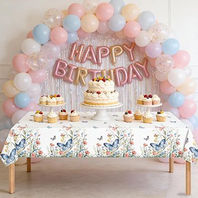 Spring Floral Tablecloths, disposable plastic party covers, waterproof 2 pack