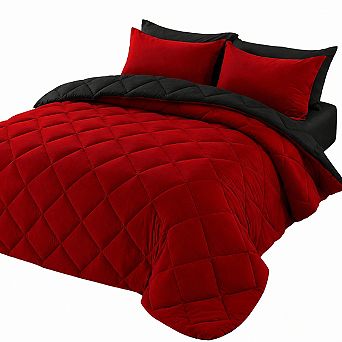 7 pc Queen Comforter Set Reversible Bed-in-a-Bag All Season Bedding with Sheets Pillowcases Shams