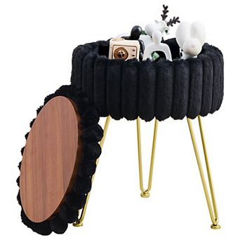 Storage Stool Makeup Seat Oval Bedroom Dressing Round Stool