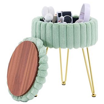Storage Stool Makeup Seat Oval Bedroom Dressing Round Stool