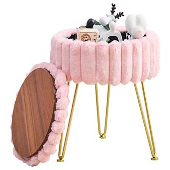 Storage Stool Makeup Seat Oval Bedroom Dressing Round Stool