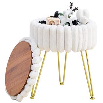 Storage Stool Makeup Seat Oval Bedroom Dressing Round Stool