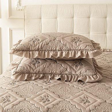Wrinkled bedspread, worn but stylish, rustic bedding