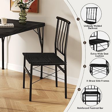 Opoiar 5-Piece Dining Table Set for 4, 1.6" Thick Tabletop, Kitchen Dinette for Small Apartment