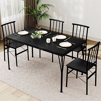 Opoiar 5 pc Dining Table Set for 4, 1.6" Thick Tabletop, Kitchen Dinette for Small Apartment
