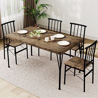 Opoiar 5 pc Dining Table Set for 4, 1.6" Thick Tabletop, Kitchen Dinette for Small Apartment