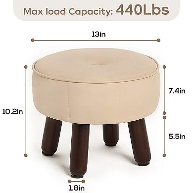 Small round faux leather footstool 13x13x10.2 inches non-slip footrest