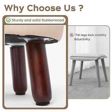 Small round faux leather footstool 13x13x10.2 inches non-slip footrest