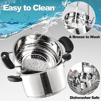 Mini Steamer Pot with Basket and Handle for Pasta, Sauce, and Veggies