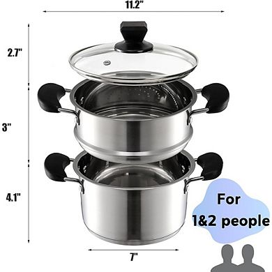 Mini Steamer Pot with Basket and Handle for Pasta, Sauce, and Veggies