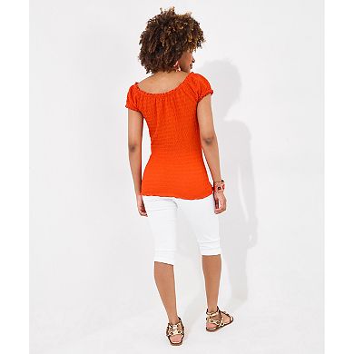 Joe Browns Women's Plus Size Stretchy Off The Shoulder Tee