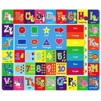 Kids Educational Play Mat Rug ABC Numbers Animals 78.7x59 Inch Soft Flannel Non-Slip Activity Floor