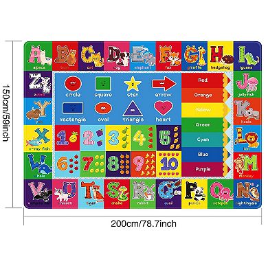 Kids Educational Play Mat Rug ABC Numbers Animals 78.7x59 Inch Soft Flannel Non-Slip Activity Floor