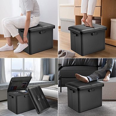 Fireproof storage footstool, lockable waterproof file safe, 17 inches