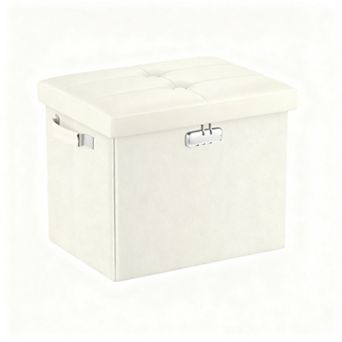 Fireproof storage footstool, lockable waterproof file safe, 17 in