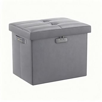 Fireproof storage footstool, lockable waterproof file safe, 17 in