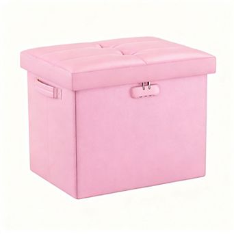 Fireproof storage footstool, lockable waterproof file safe, 17 in