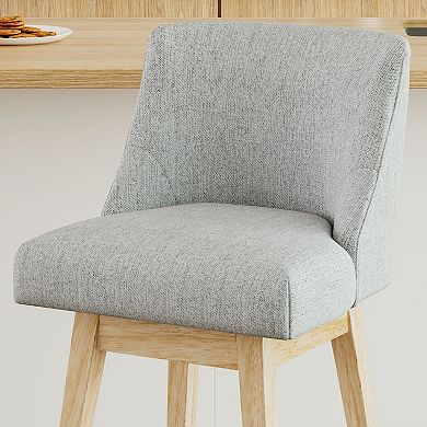 Opoiar 26" Swivel Counter Height Bar Stools, Upholstered Seat, Wood Legs