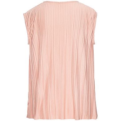 Lascana Women's Pleated Cap Sleeve Top