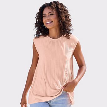 Lascana Women's Pleated Cap Sleeve Top