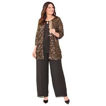 Catherines Women's Plus Size Sequin Jewel Neck Duet