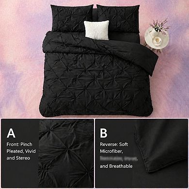 Queen 7 Pieces Pinch Pleat Bed In A Bag Comforter Set With Sheets Pillowcases Shams