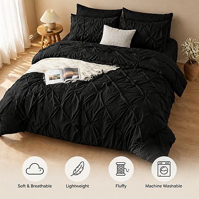 Queen 7 Pieces Pinch Pleat Bed In A Bag Comforter Set With Sheets Pillowcases Shams