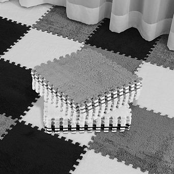 36 Pack Plush Foam Floor Mat Square Interlocking Carpet Tiles with Border Fluffy Play Soft Climbing