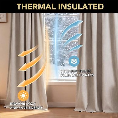 Blackout Curtains, Thermal Insulated Rod Pocket & Back Tab Panels