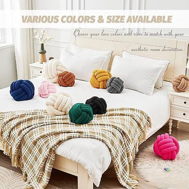 Knot Pillow, Hug Pillow, Soft Round, Handwoven Cushion, 8.6 inches