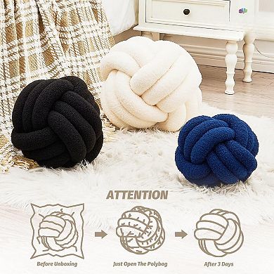 Knot Pillow, Hug Pillow, Soft Round, Handwoven Cushion, 8.6 inches