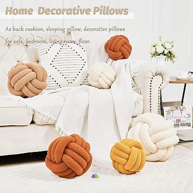 Knot Pillow, Hug Pillow, Soft Round, Handwoven Cushion, 8.6 inches
