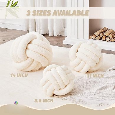 Knot Pillow, Hug Pillow, Soft Round, Handwoven Cushion, 8.6 inches