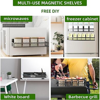 Magnetic Spice Rack Set of 3, Movable Fridge Storage Baskets