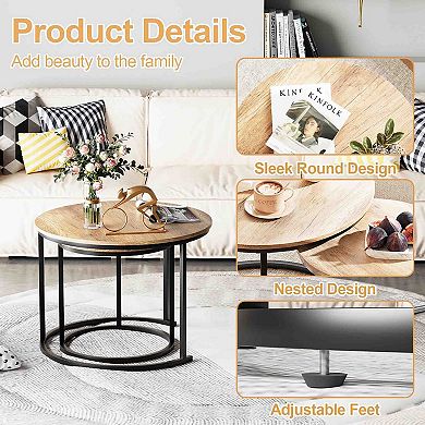 BOGASYL 2-Piece Round Nesting Coffee Table Set