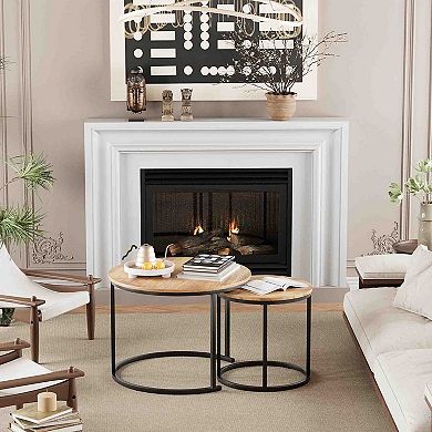 BOGASYL 2-Piece Round Nesting Coffee Table Set