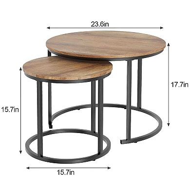 BOGASYL 2-Piece Round Nesting Coffee Table Set