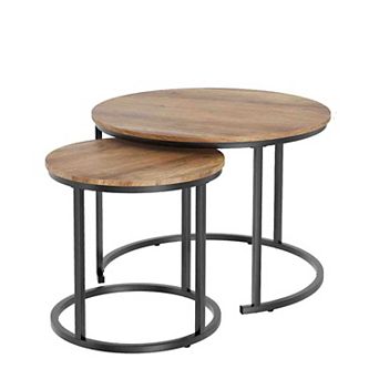 BOGASYL 2 pc Round Nesting Coffee Table Set