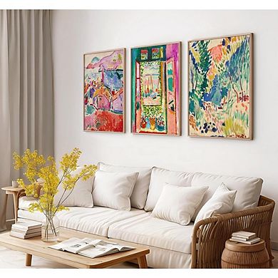 Matisse Inspired Wall Art Set of 3 Abstract Canvas Prints Boho Decor