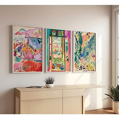 Matisse Inspired Wall Art Set of 3 Abstract Canvas Prints Boho Decor