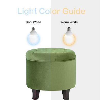 Velvet Round Tufted Ottoman Storage Footrest 18" Living Room Bedroom
