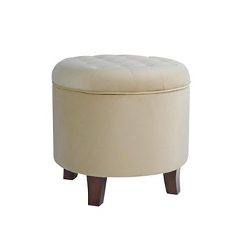 Velvet Round Tufted Ottoman Storage Footrest 18" Living Room Bedroom