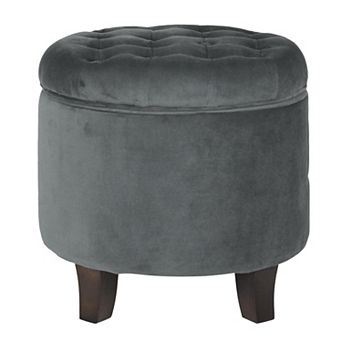 Velvet Round Tufted Ottoman Storage Footrest 18" Living Room Bedroom